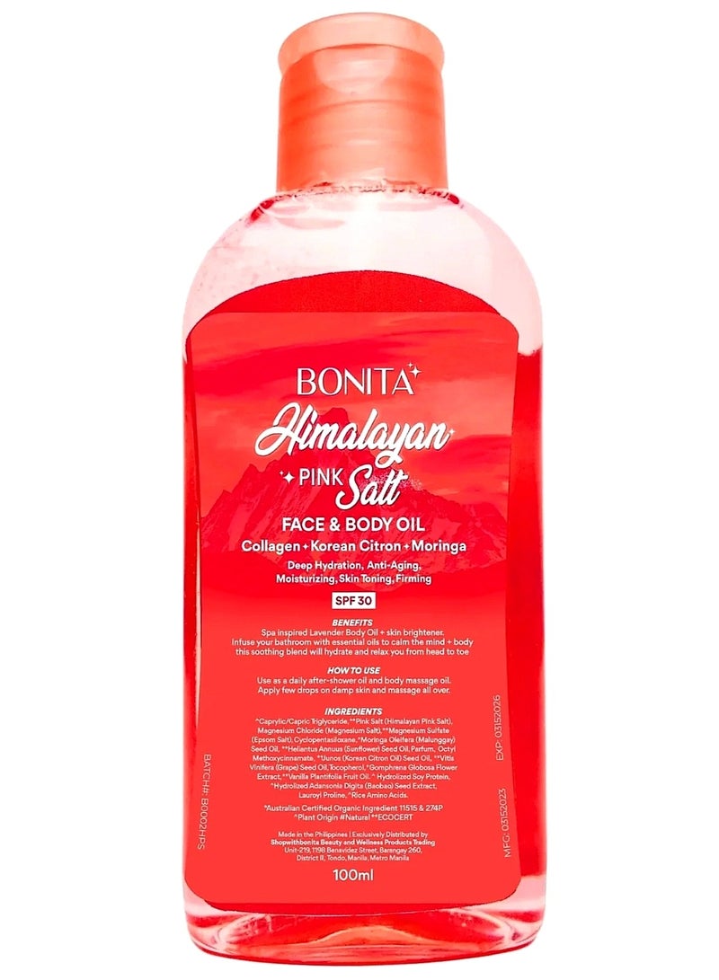 بونيتا زيت بونيتا هيمالايا الوردي للوجه والجسم (كولاجين + سيترون كوري + مورينجا) ترطيب عميق - مضاد للشيخوخة بعامل حماية من الشمس 30، 100 مل - Image 1